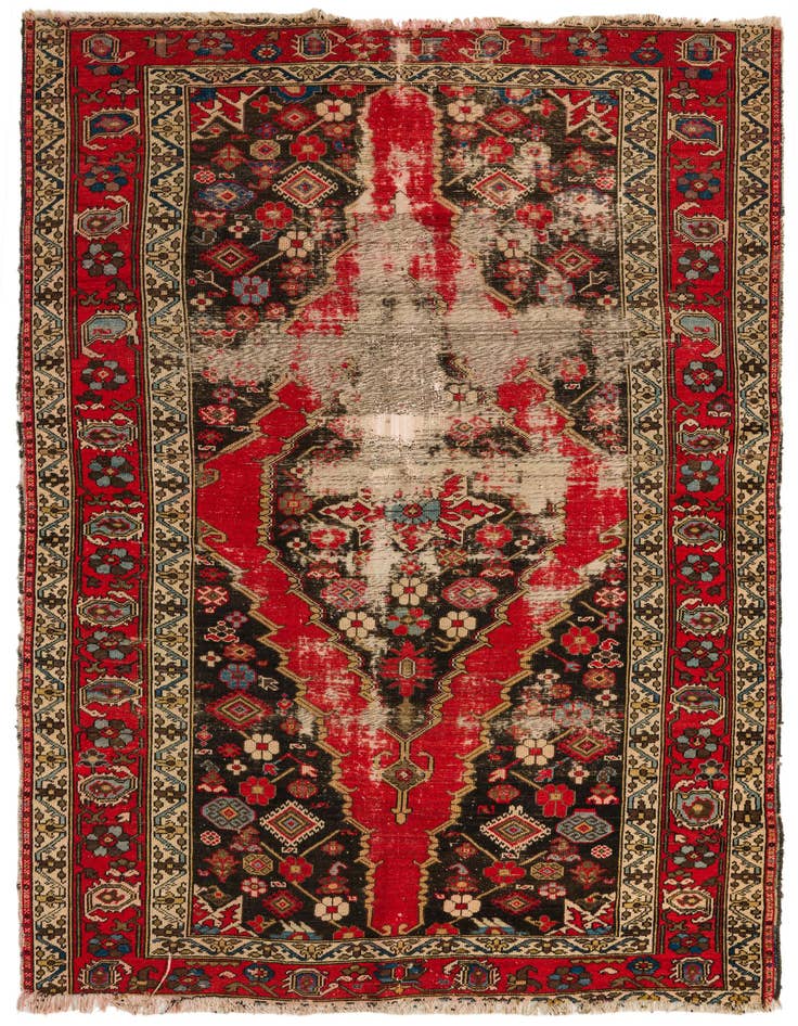 Detail image of 4' 5 x 6' 1 Hand Knotted Hamedan Persian Wool Rug