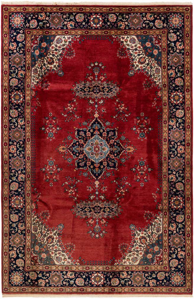6' 7 x 10' 1 Hand Knotted Hamedan Persian Wool Rug