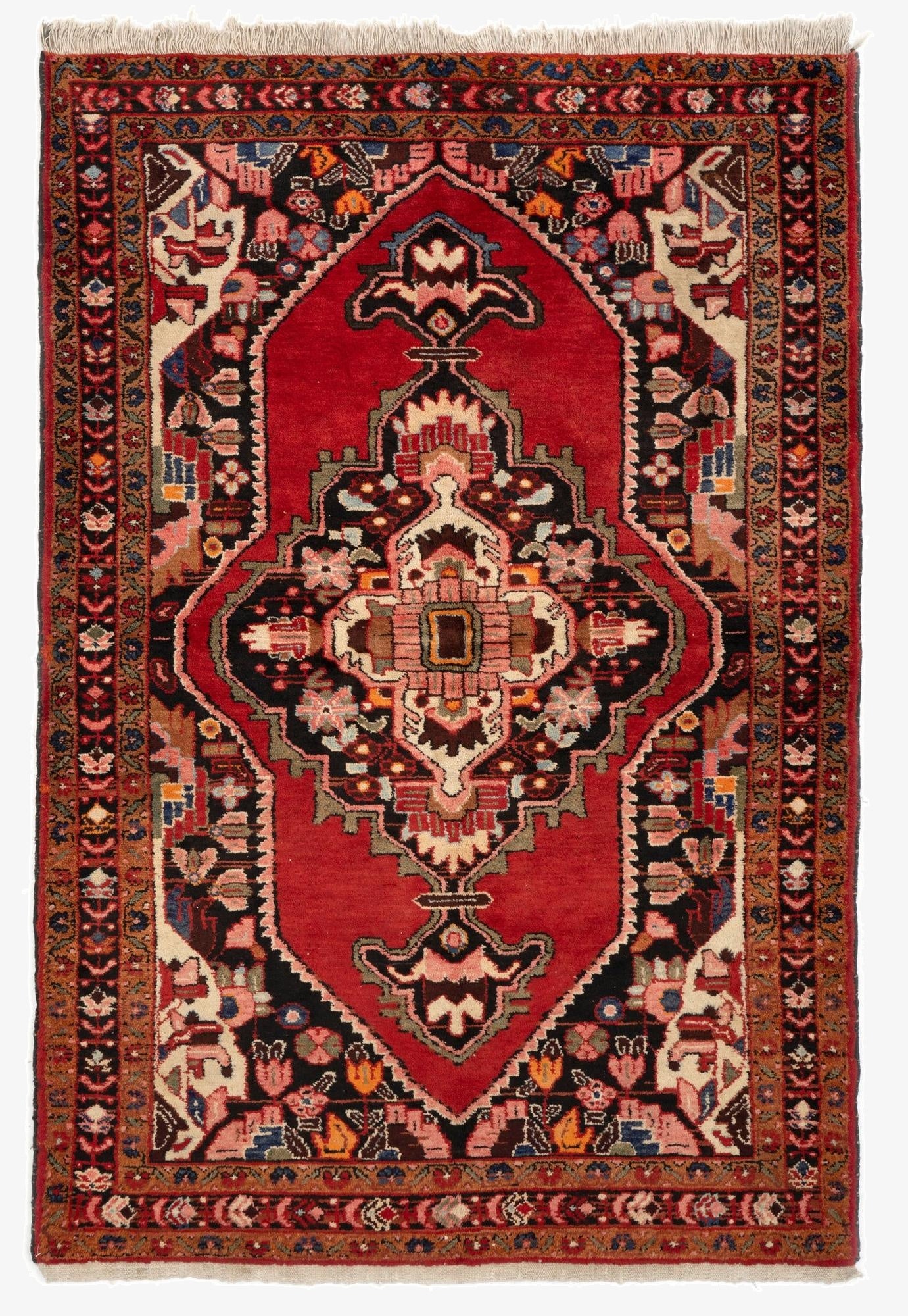 4' 6 x 6' 11  Hand Knotted Hamedan Persian Wool Rug