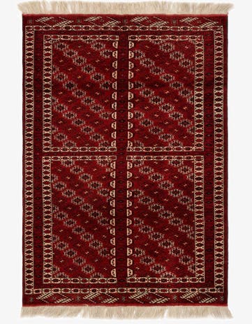 4' 4 x 6' 1 Hand Knotted Hatchlou Wool Rug