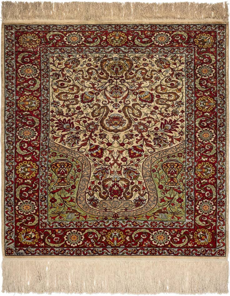 Detail image of 3' 3 x 4' 5 Hereke Silk Rug