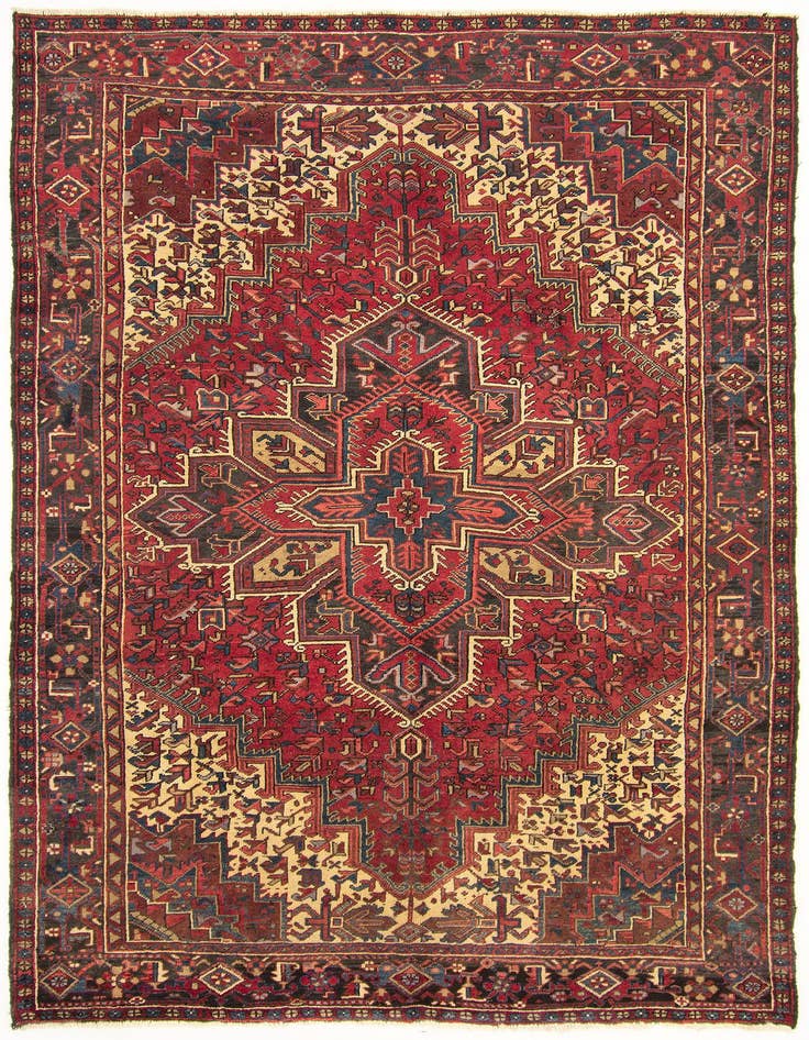 Detail image of 7' 5 x 10' 3 Hand Knotted Heriz Persian Wool Rug