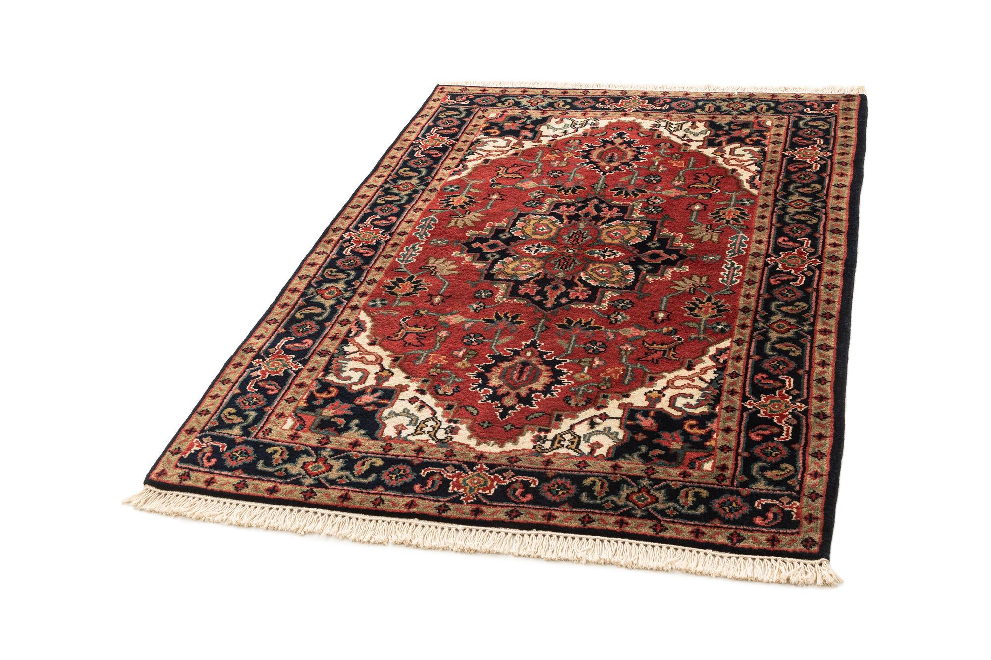 4' 1 x 5' 10 Hand Knotted Heriz Wool Rug
