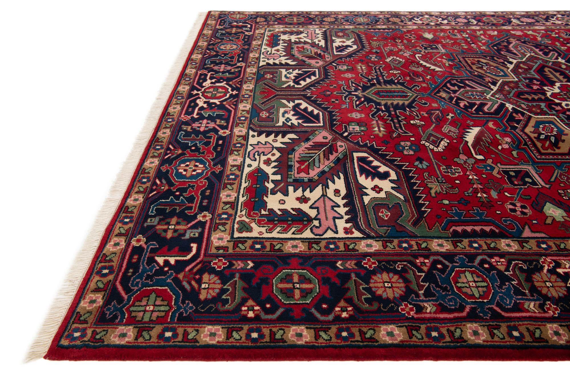 250cm x 345cm anudado a mano Heriz Alfombra Lana
