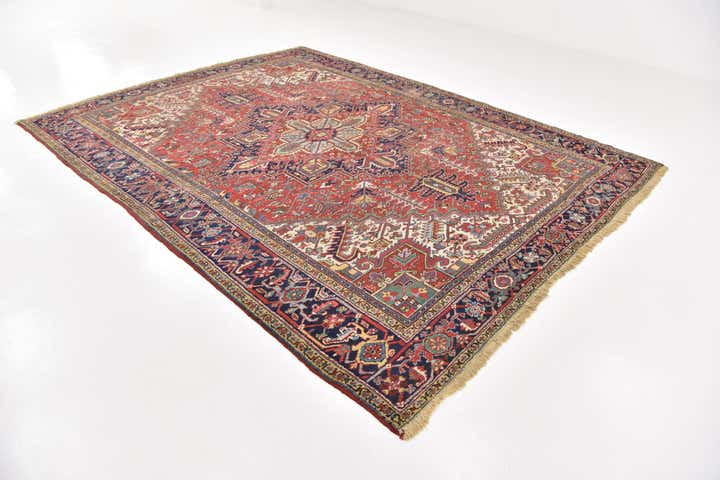 9' x 11' 9 Hand Knotted Heriz Persian Wool Rug