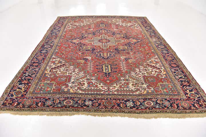 9' x 11' 9 Hand Knotted Heriz Persian Wool Rug