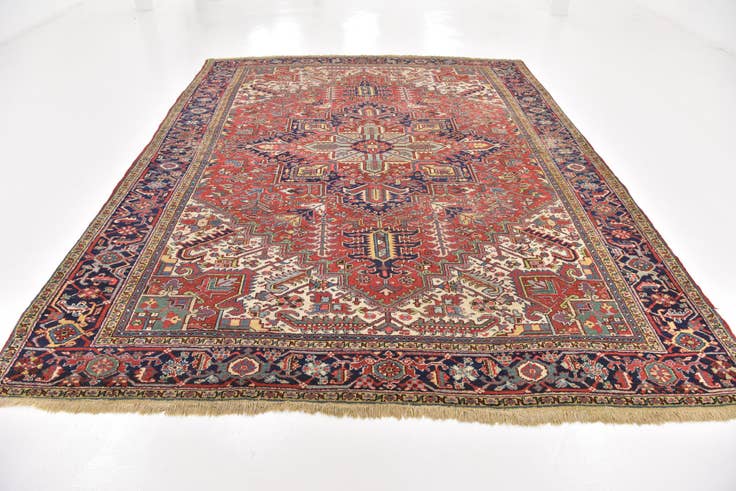 Detail image of 9' x 11' 9 Hand Knotted Heriz Persian Wool Rug