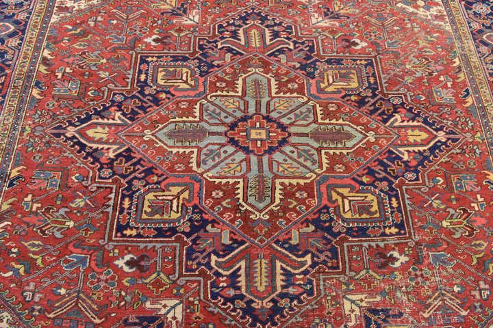 9' x 11' 9 Hand Knotted Heriz Persian Wool Rug