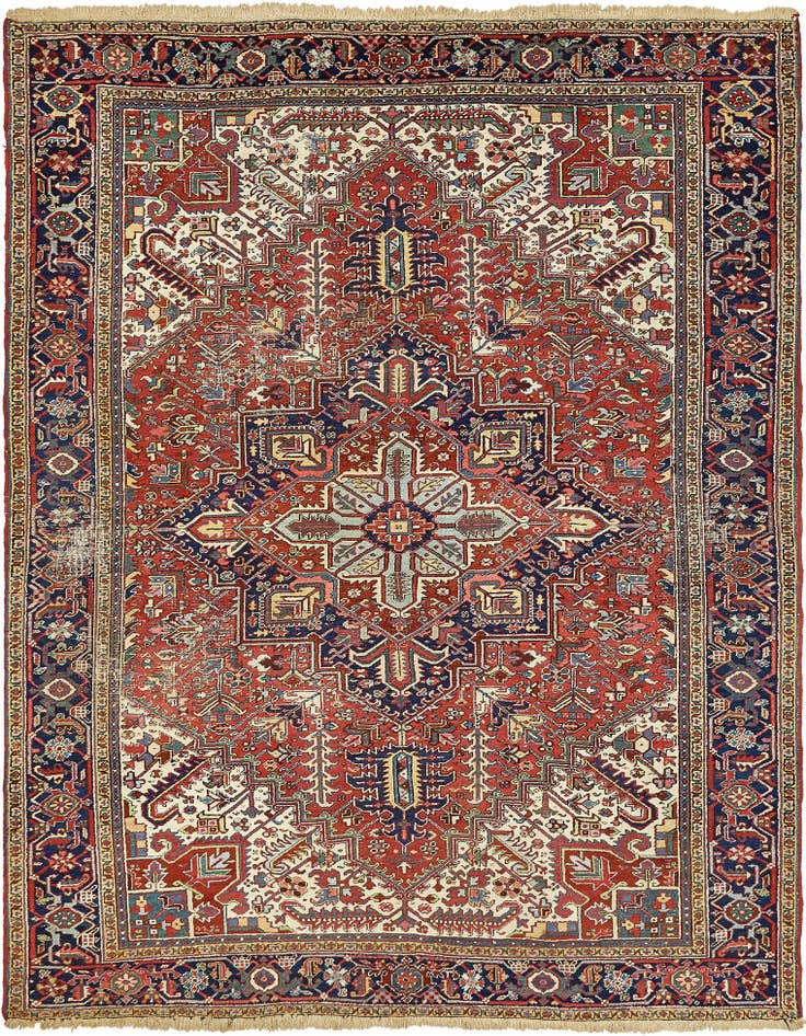 Detail image of 9' x 11' 9 Hand Knotted Heriz Persian Wool Rug