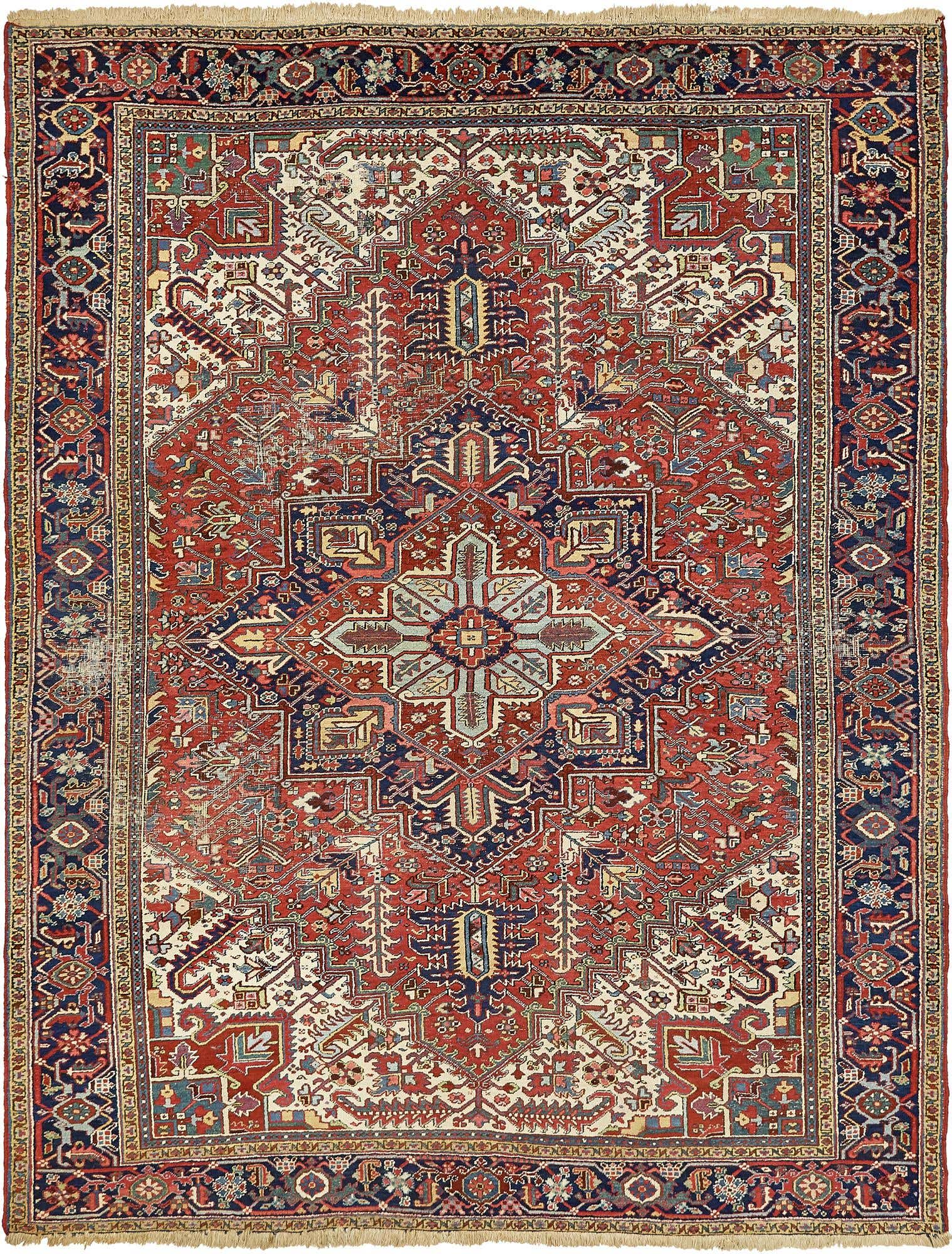 9' x 11' 9 Hand Knotted Heriz Persian Wool Rug
