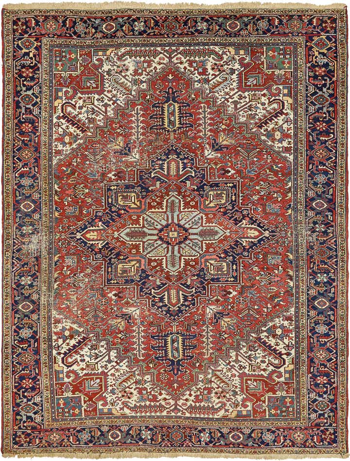 9' x 11' 9 Hand Knotted Heriz Persian Wool Rug