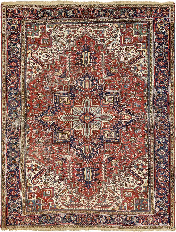 Detail image of 9' x 11' 9 Hand Knotted Heriz Persian Wool Rug
