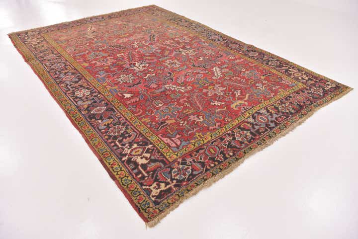 7' 5 x 10' 7 Hand Knotted Heriz Persian Wool Rug