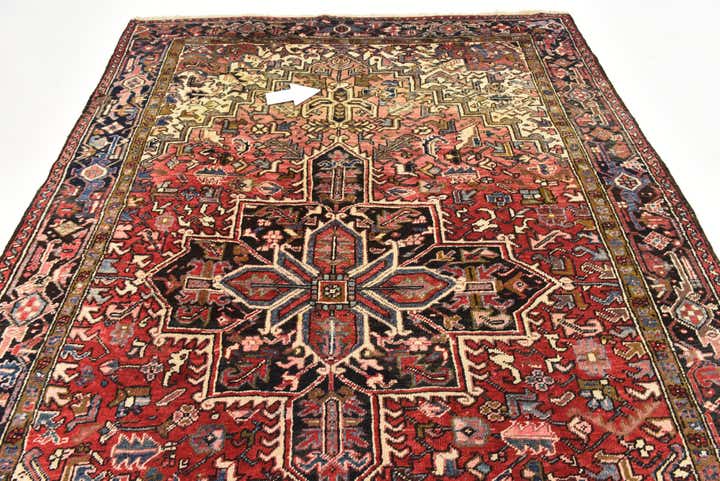7' 7 x 10' 10 Hand Knotted Heriz Persian Wool Rug