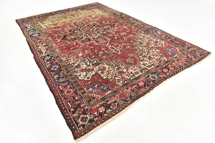 7' 7 x 10' 10 Hand Knotted Heriz Persian Wool Rug