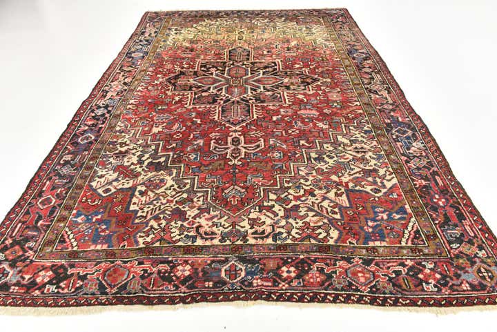 7' 7 x 10' 10 Hand Knotted Heriz Persian Wool Rug