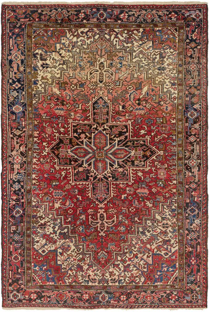 7' 7 x 10' 10 Hand Knotted Heriz Persian Wool Rug