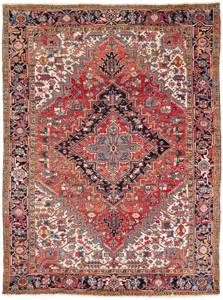 8' 1 x 10' 10 Hand Knotted Heriz Persian Wool Rug