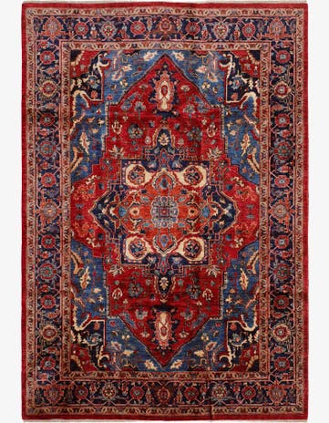 6' 10 x 9' 9 Hand Knotted Heriz Rug