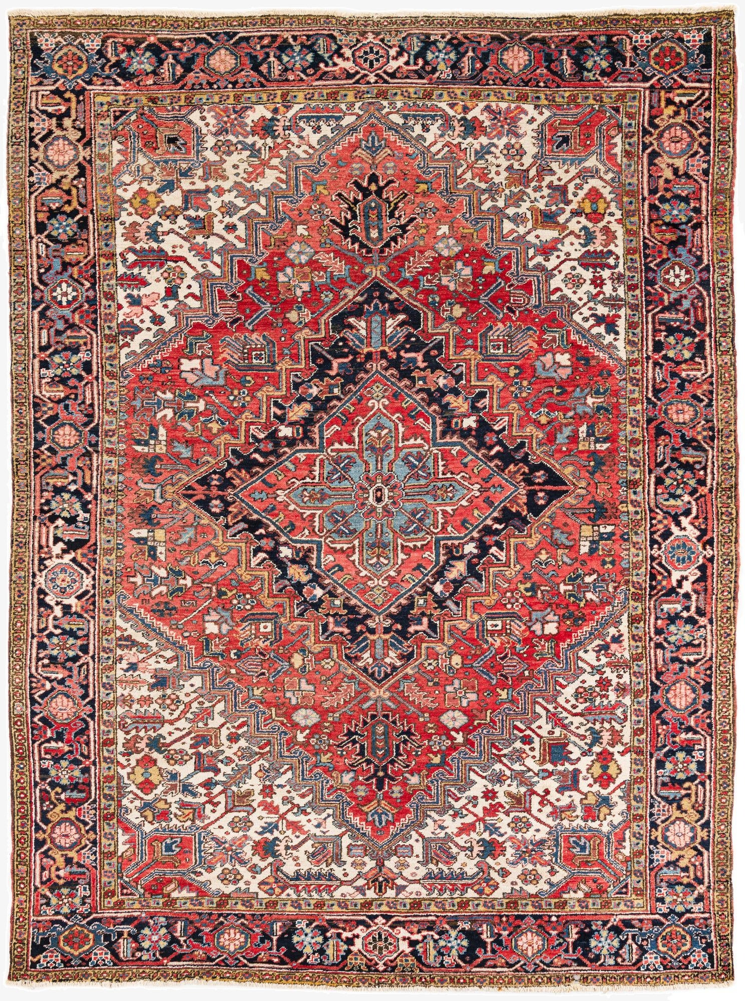 8' 1 x 10' 10  Hand Knotted Heriz Persian Wool Rug
