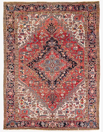 8' 1 x 10' 10 Hand Knotted Heriz Persian Wool Rug