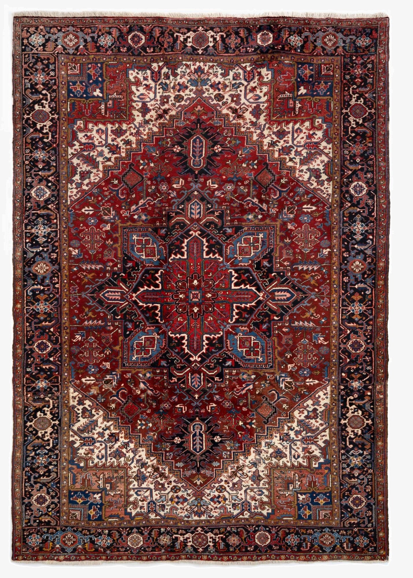 8' 2 x 11' 8  Hand Knotted Heriz Persian Wool Rug