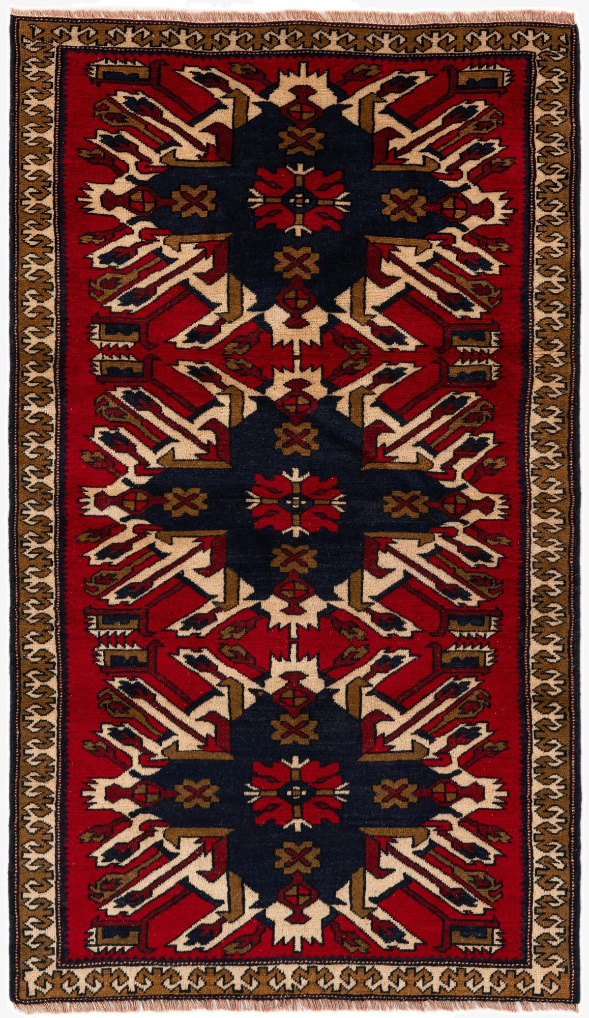 3' 8 x 6' 4  Hand Knotted Heriz Wool Rug