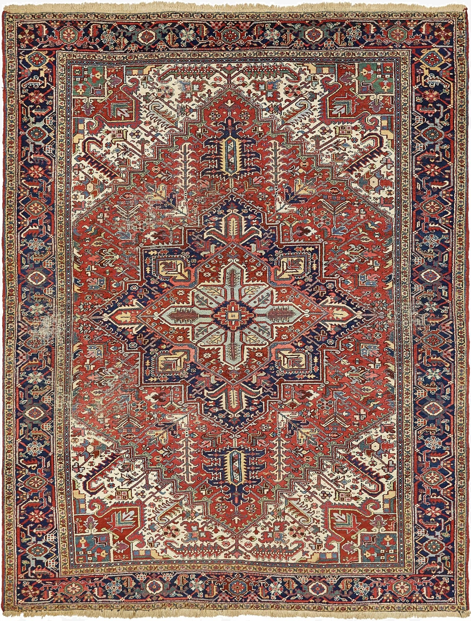 9' x 11' 9  Hand Knotted Heriz Persian Wool Rug