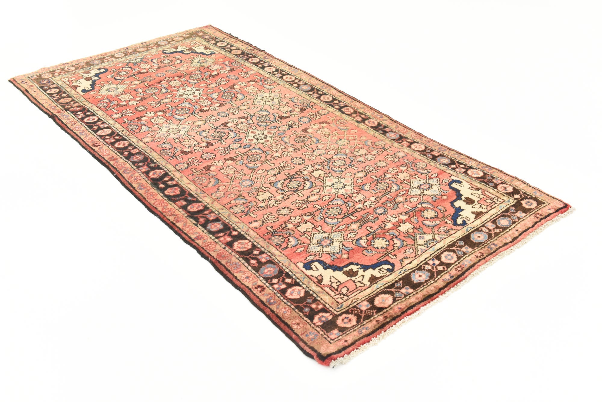 3' 8 x 7' 3 Hand Knotted Hossainabad Persian Wool Rug