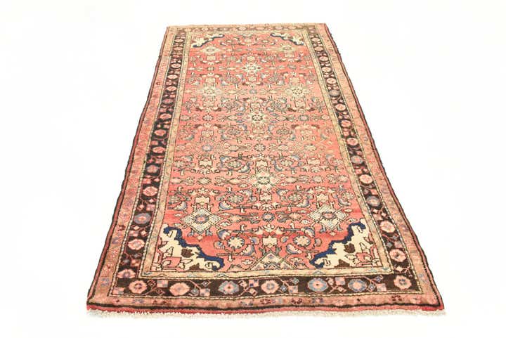 3' 8 x 7' 3 Hand Knotted Hossainabad Persian Wool Rug