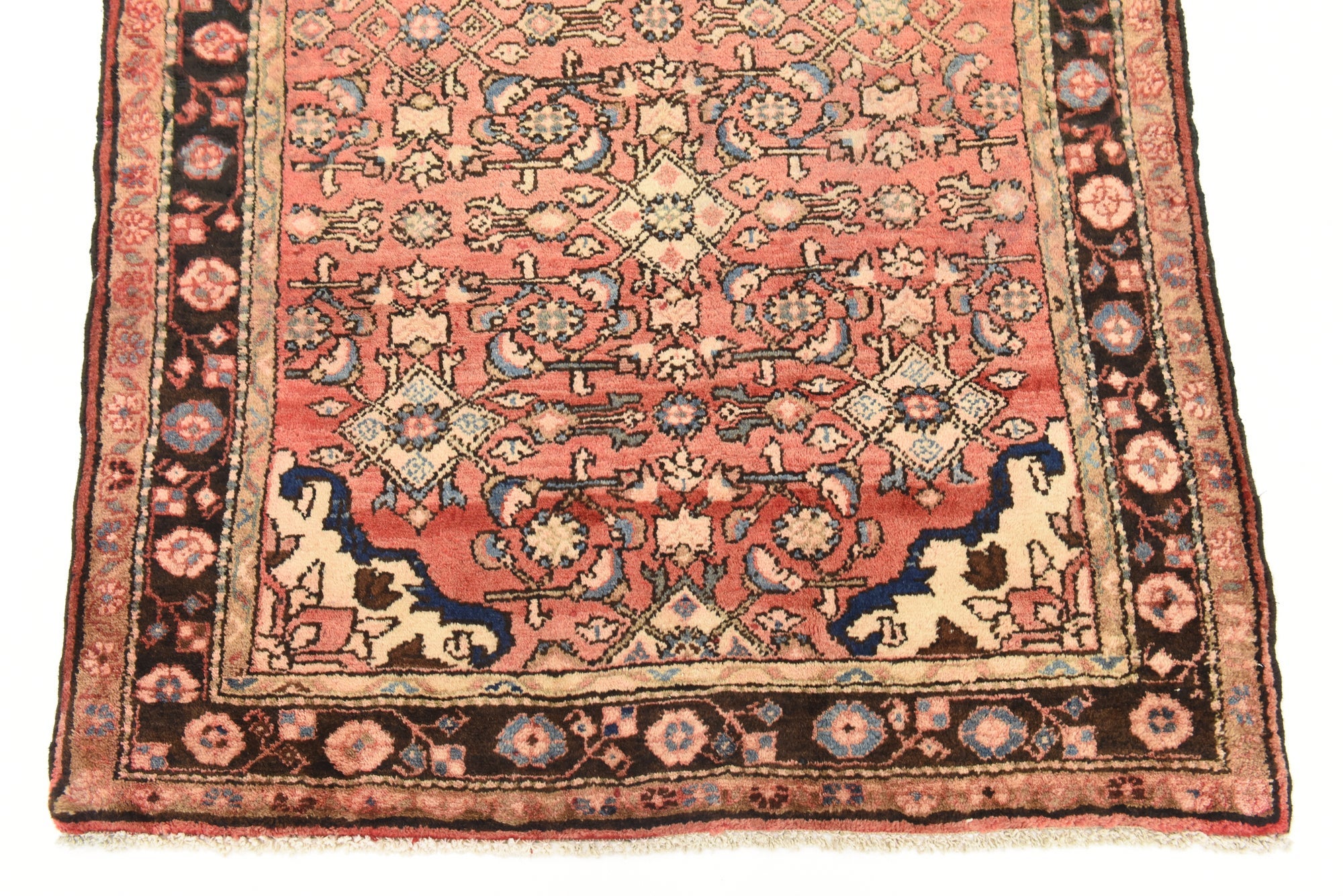 3' 8 x 7' 3 Hand Knotted Hossainabad Persian Wool Rug