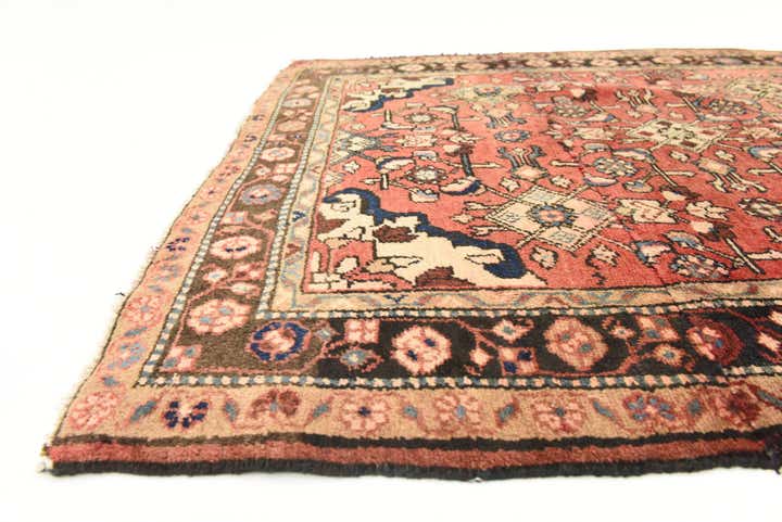 3' 8 x 7' 3 Hand Knotted Hossainabad Persian Wool Rug