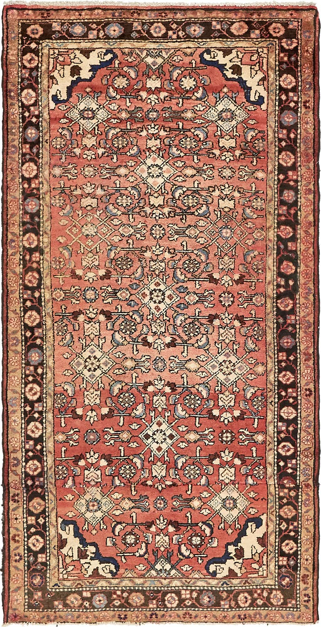 3' 8 x 7' 3 Hand Knotted Hossainabad Persian Wool Rug