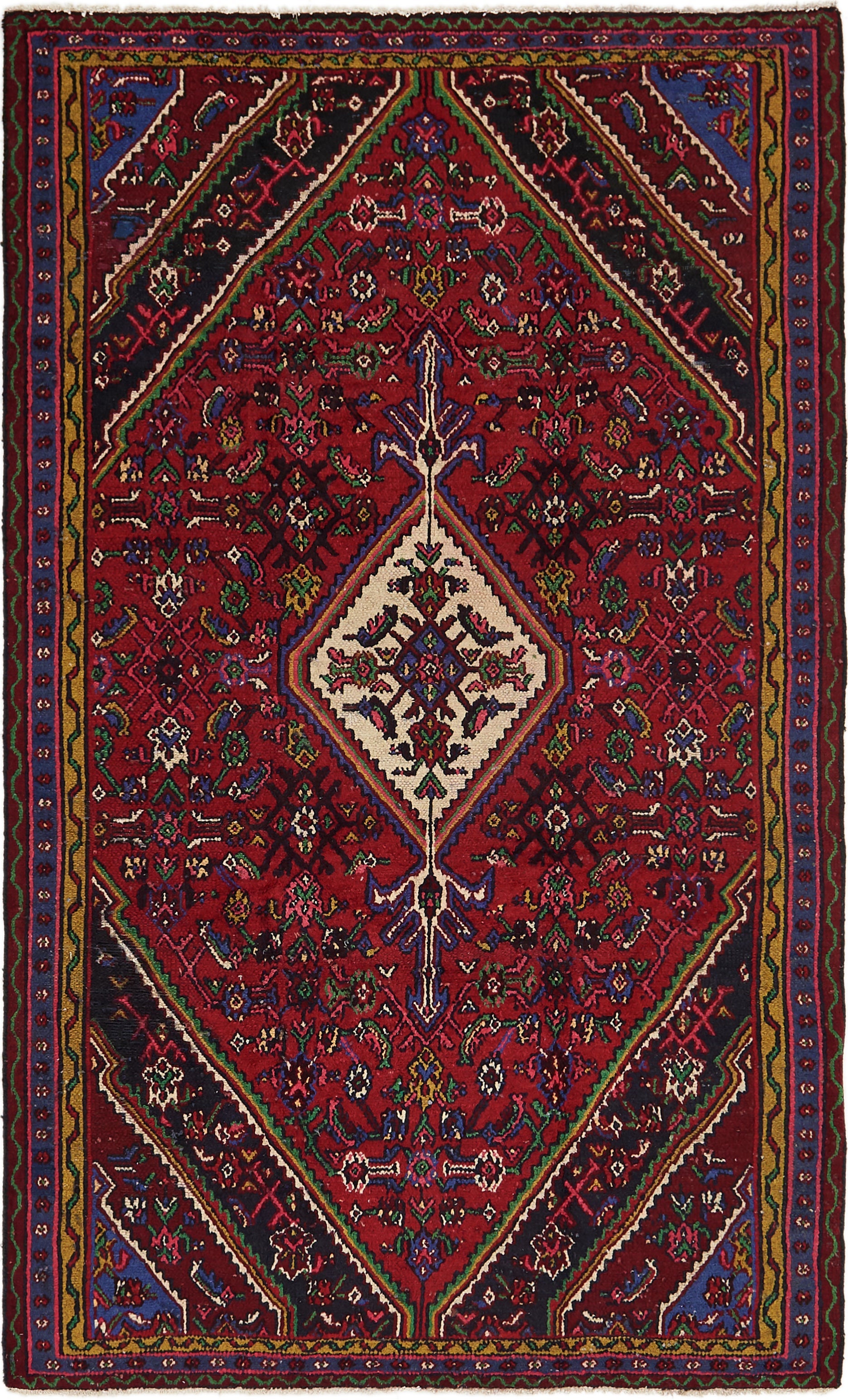 5' 4 x 8' 8 Hand Knotted Hossainabad Persian Wool Rug