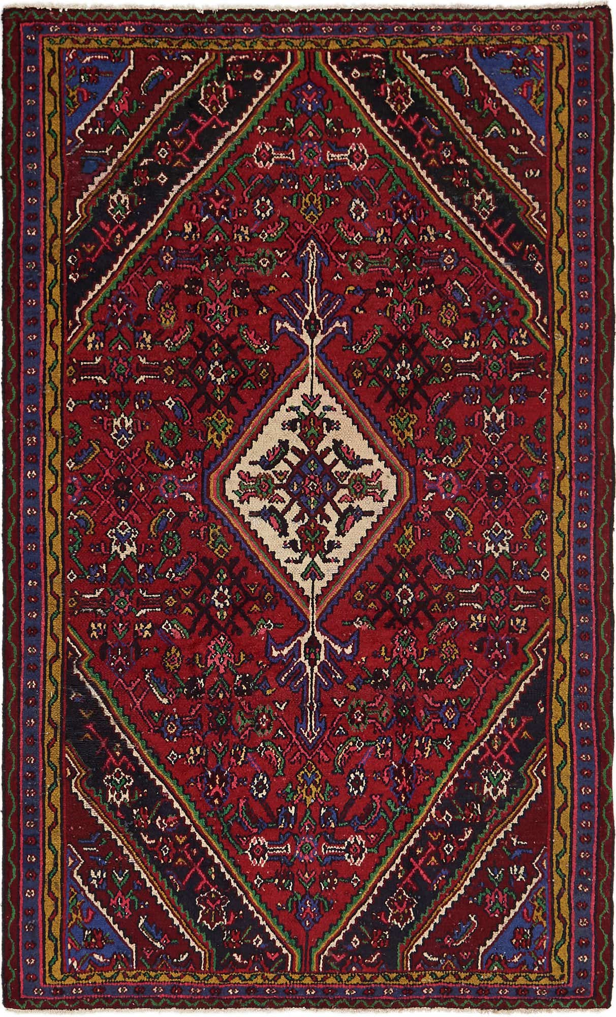 5' 4 x 8' 8 Hand Knotted Hossainabad Persian Wool Rug
