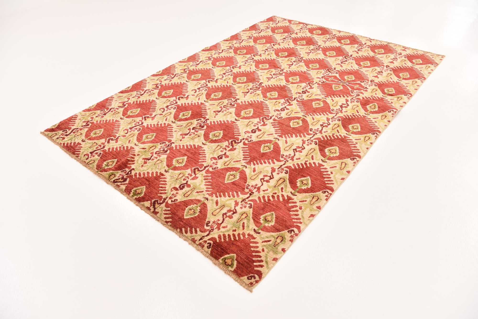 6' x 9' Hand Knotted Ikat Rug