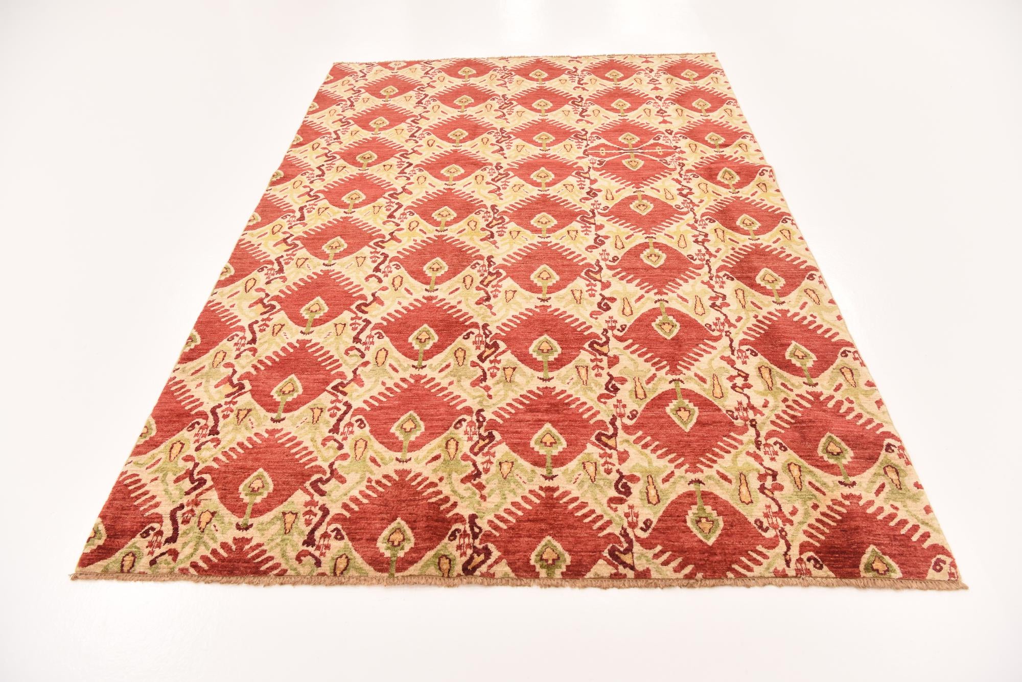 6' x 9' Hand Knotted Ikat Rug