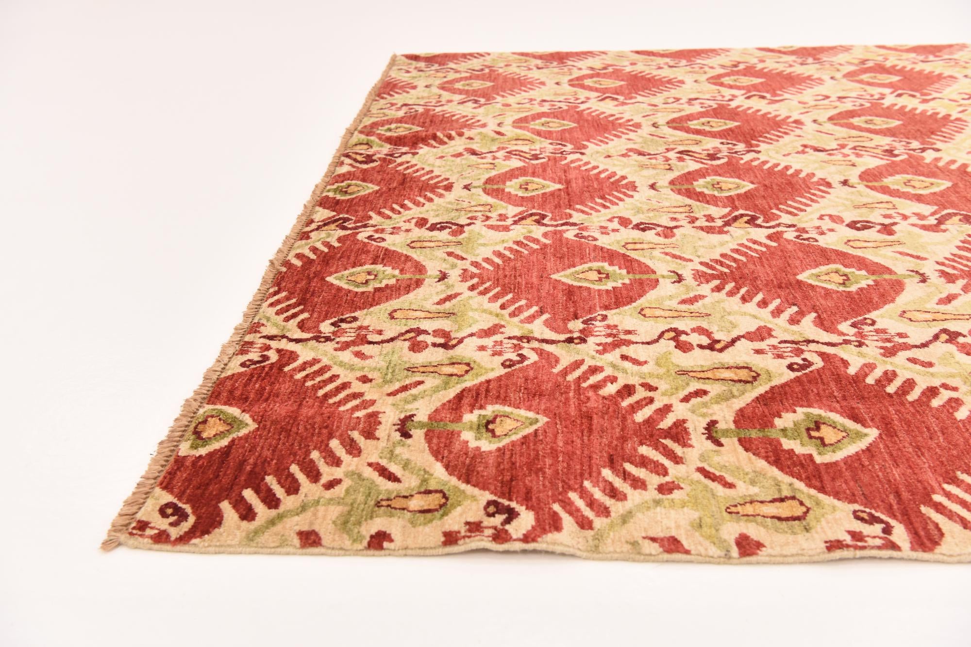6' x 9' Hand Knotted Ikat Rug
