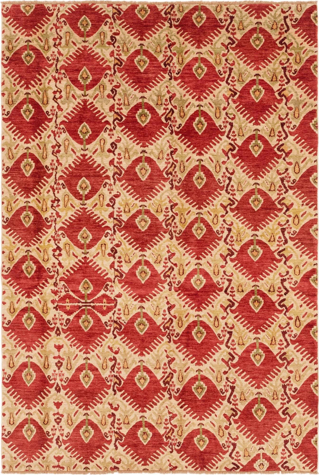6' x 9' Hand Knotted Ikat Rug