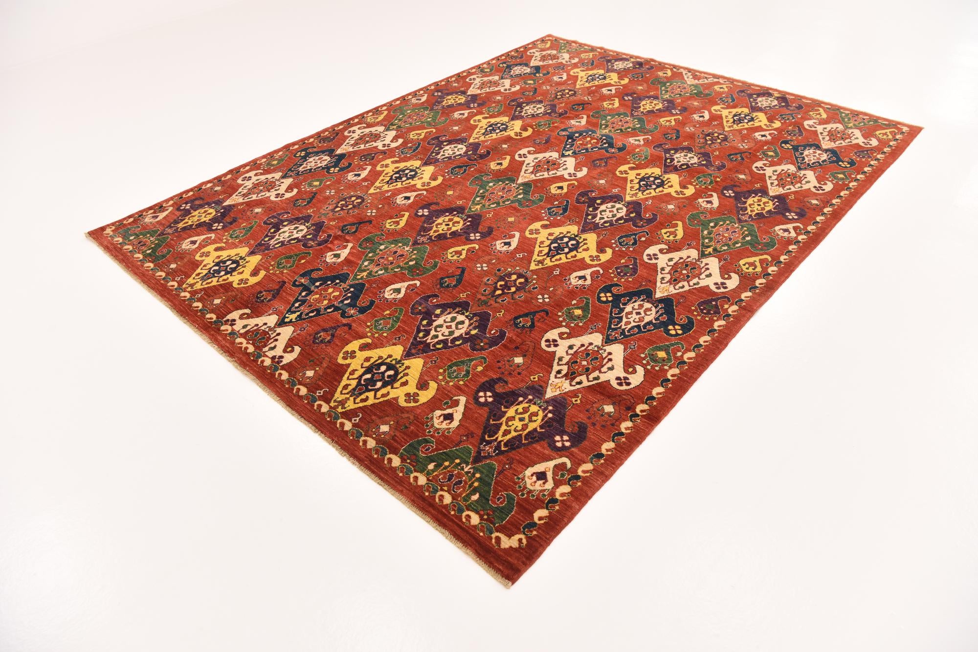 7' x 9' 2 Hand Knotted Ikat Rug
