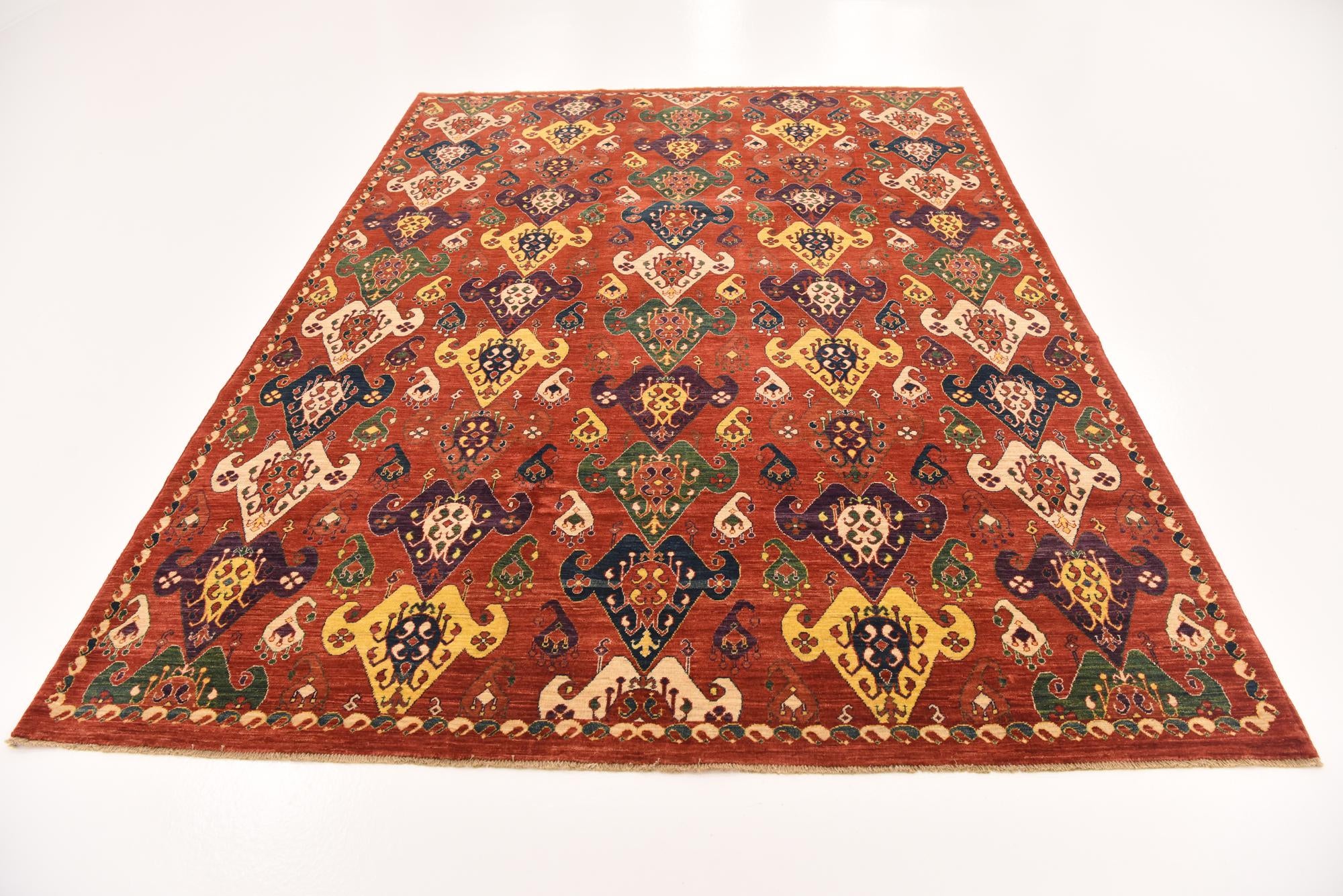 7' x 9' 2 Hand Knotted Ikat Rug