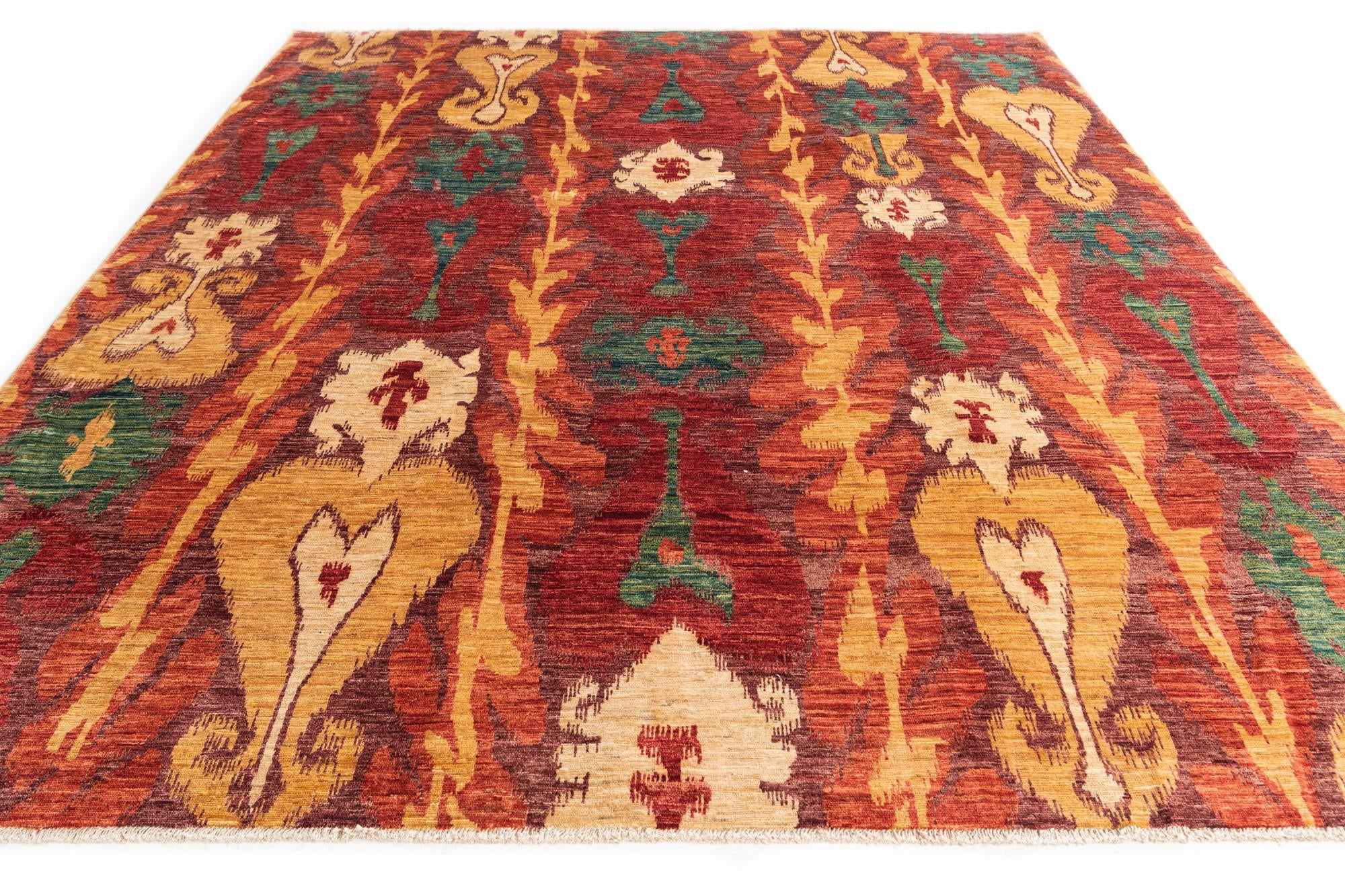 8' 4 x 9' 10 Hand Knotted Ikat Oriental Rug