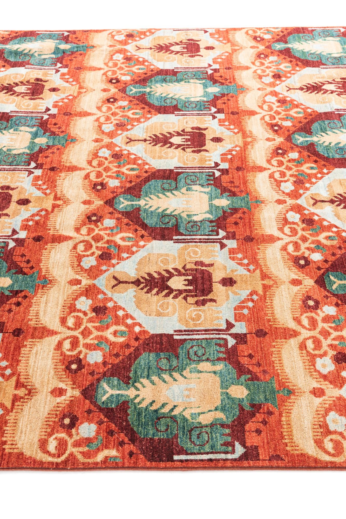 6' 10 x 9' 8 Hand Knotted Ikat Oriental Rug