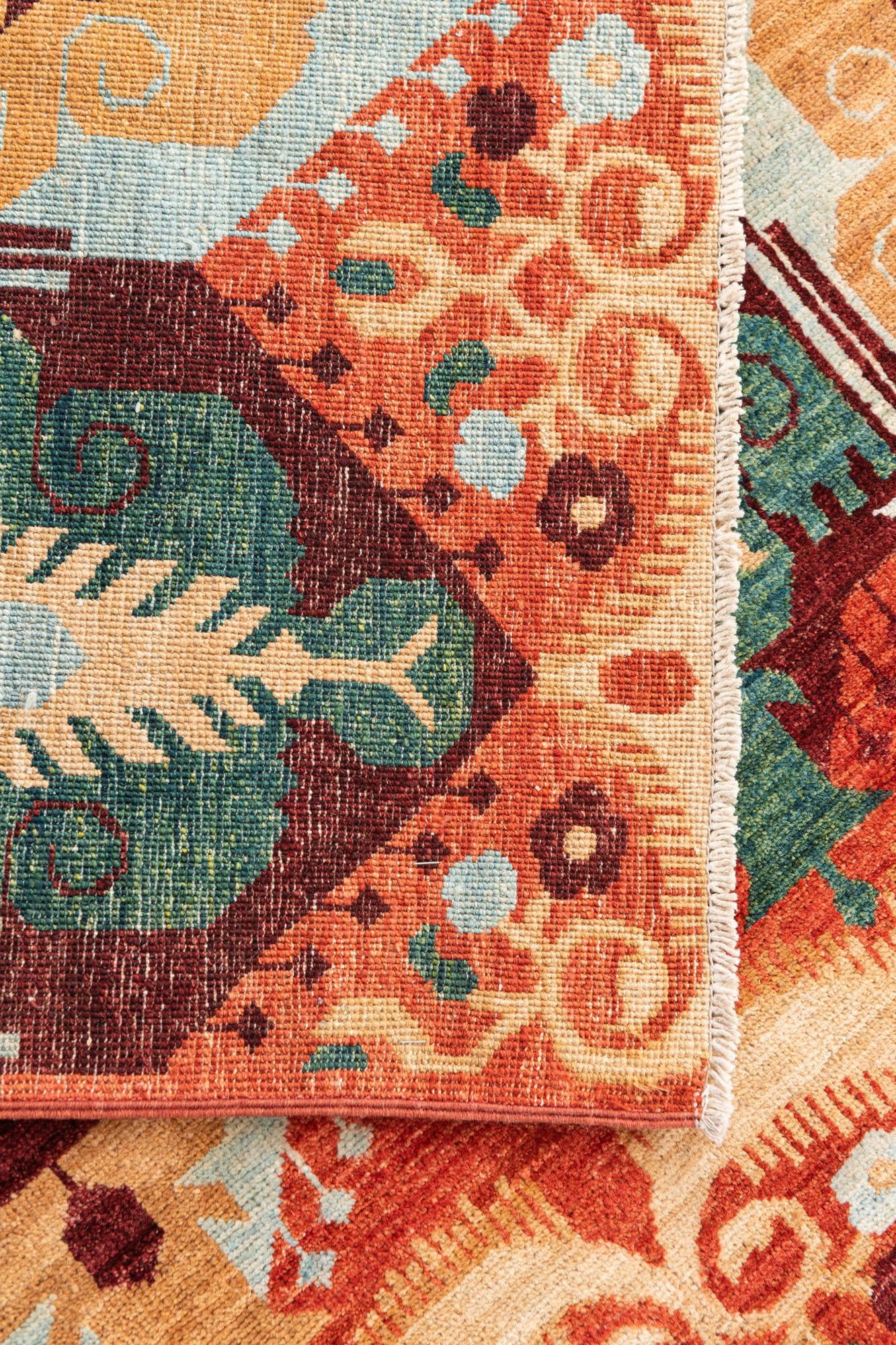 6' 10 x 9' 8 Hand Knotted Ikat Oriental Rug