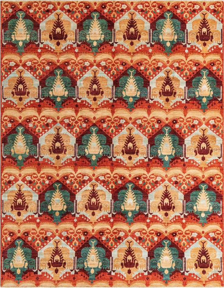 Detail image of 6' 10 x 9' 8 Hand Knotted Ikat Oriental Rug