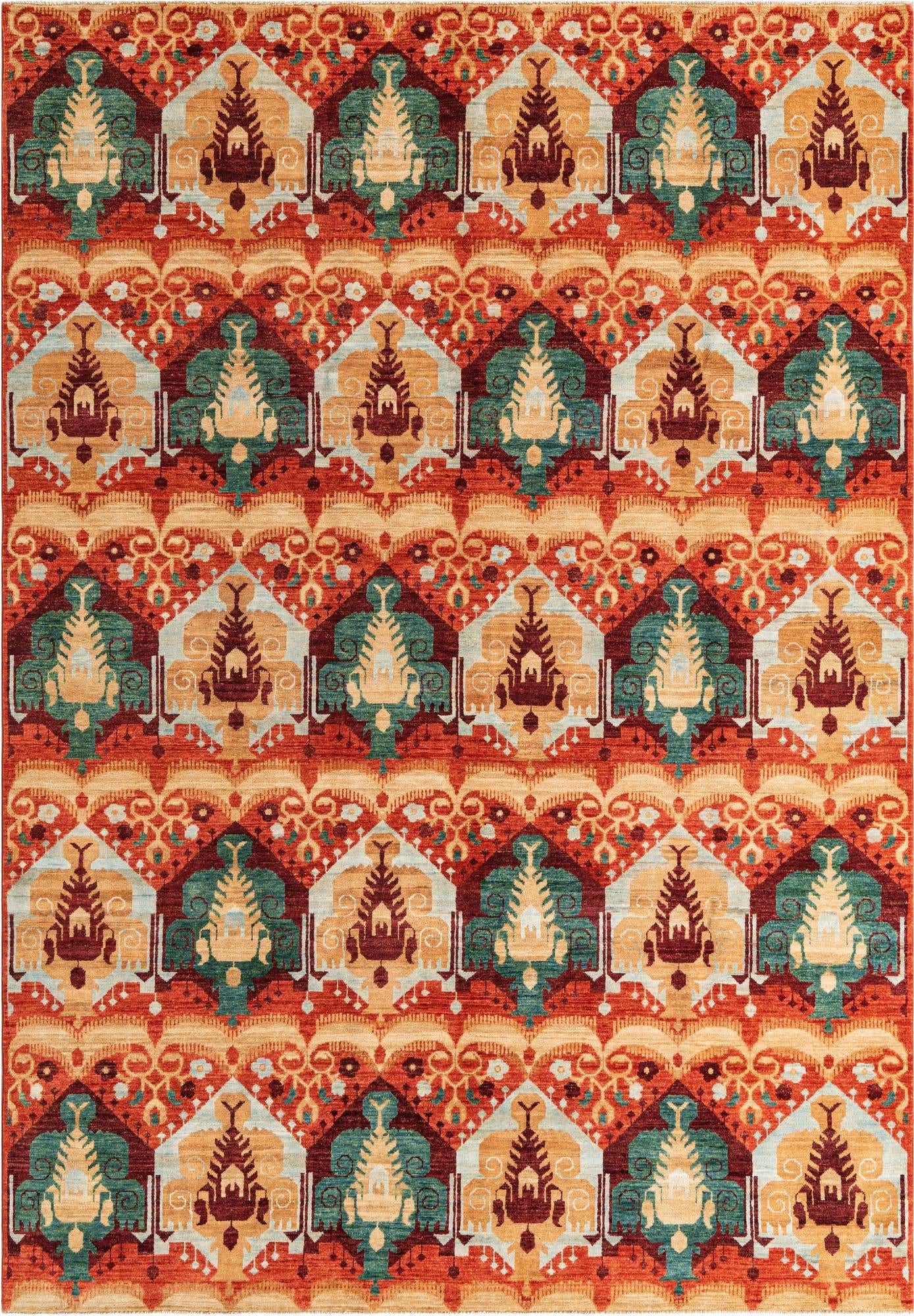 6' 10 x 9' 8 Hand Knotted Ikat Oriental Rug