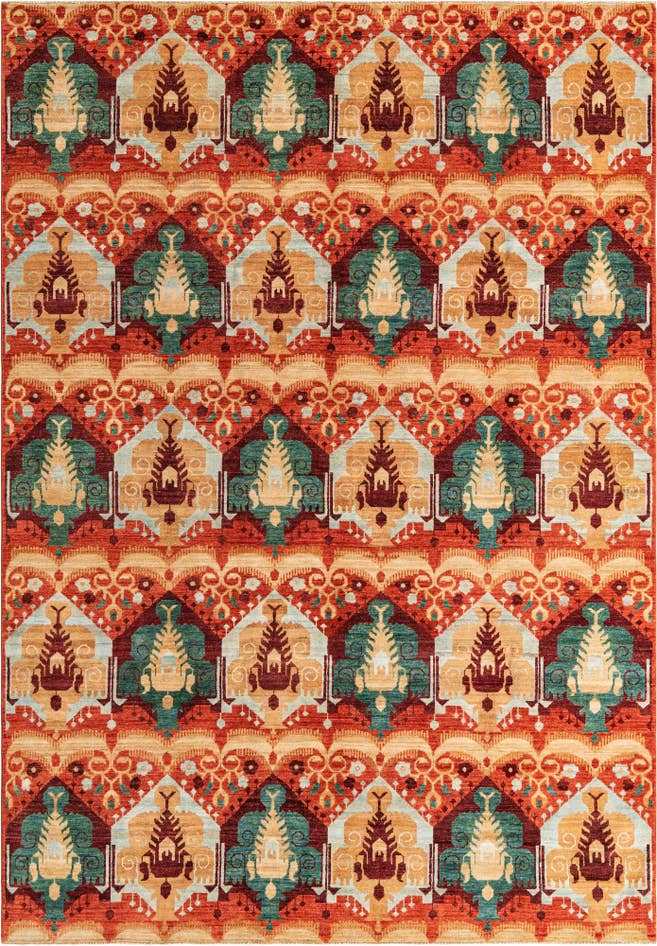 Detail image of 6' 10 x 9' 8 Hand Knotted Ikat Oriental Rug