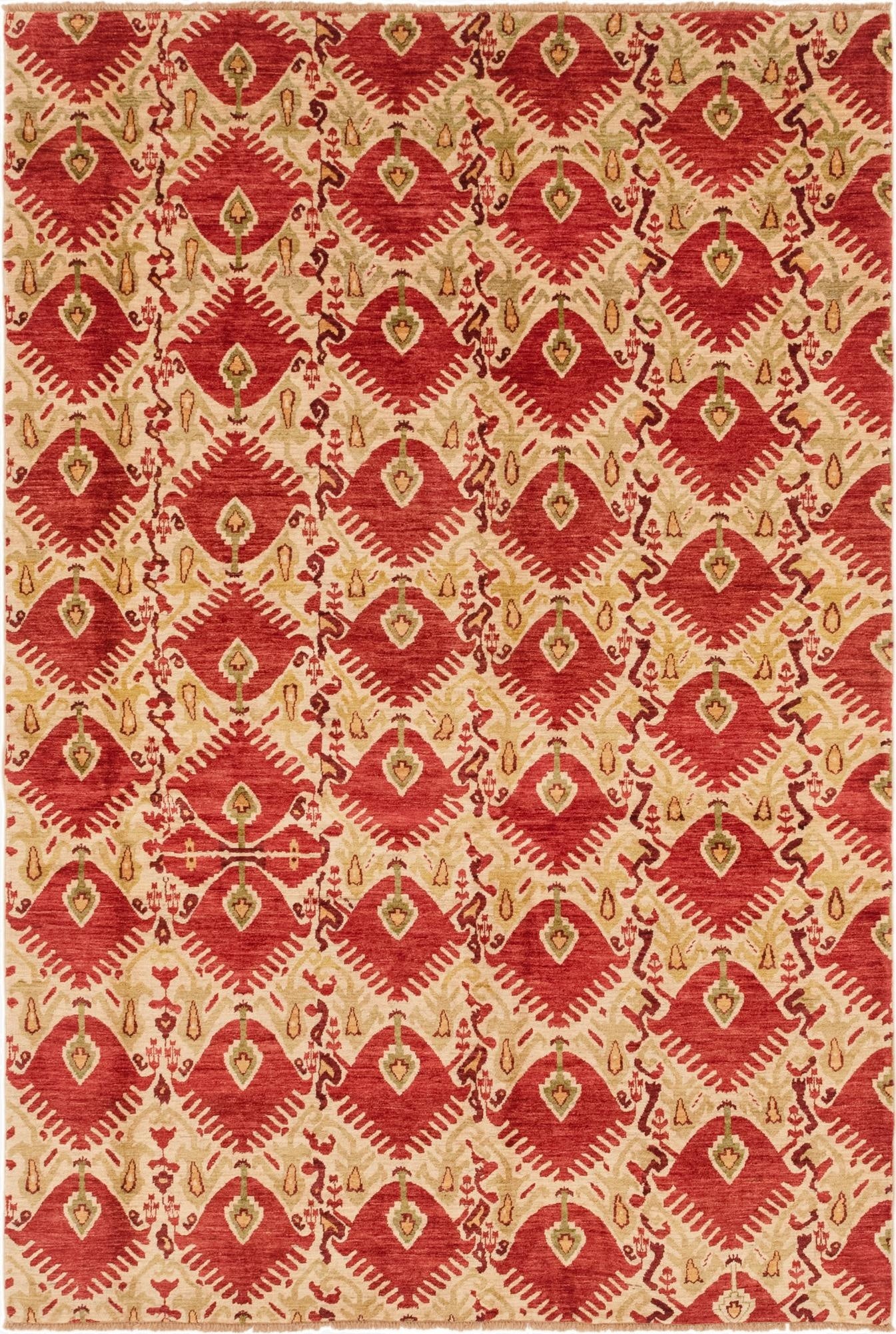 6' x 9'  Hand Knotted Ikat Rug