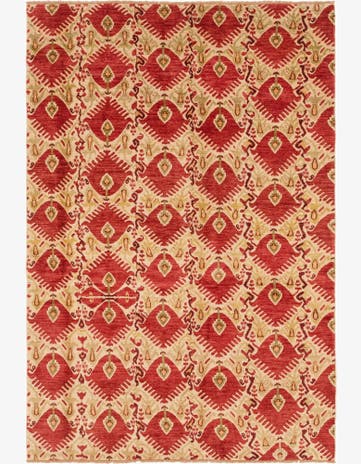 6' x 9' Hand Knotted Ikat Rug