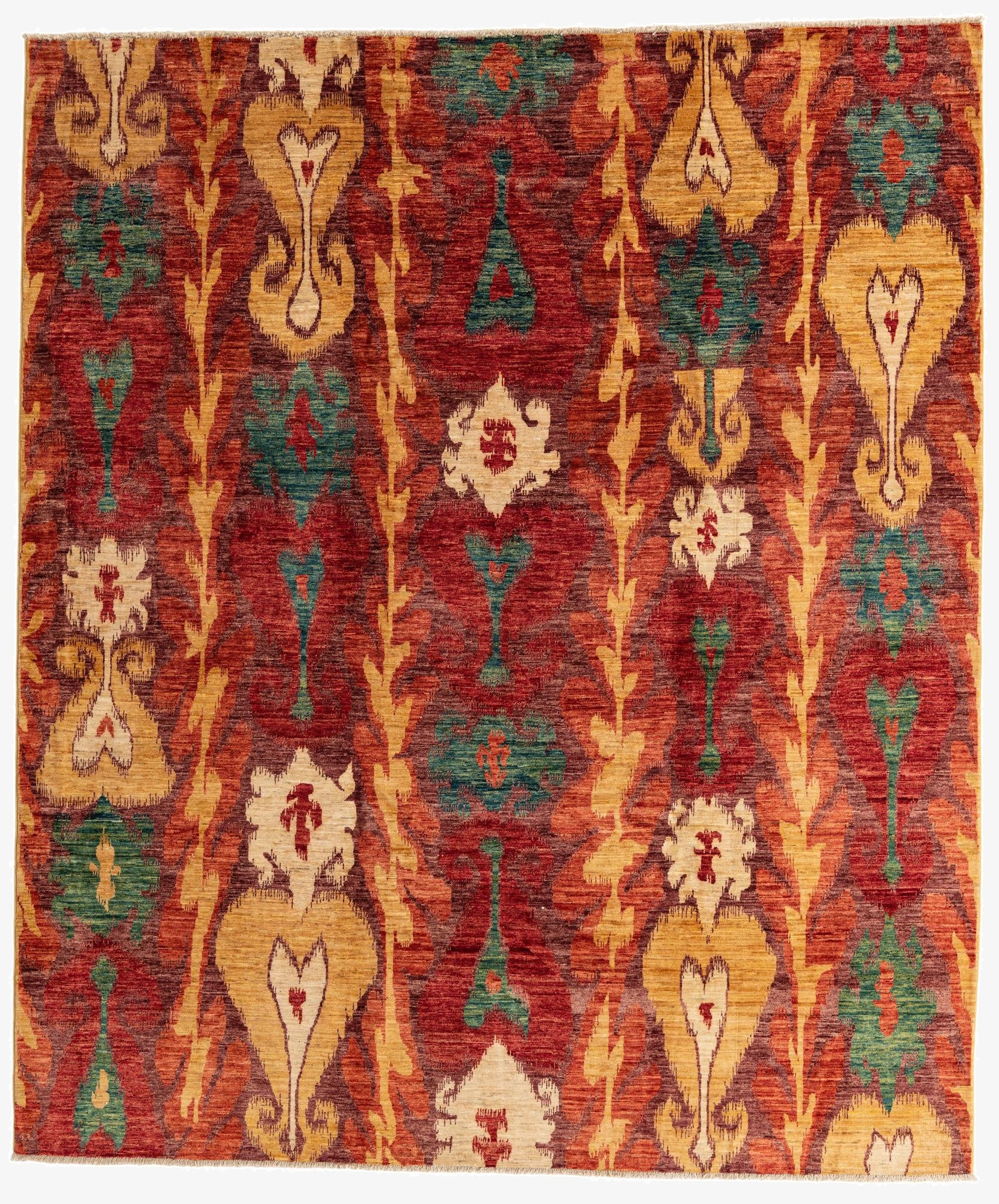 8' 4 x 9' 10  Hand Knotted Ikat Oriental Rug